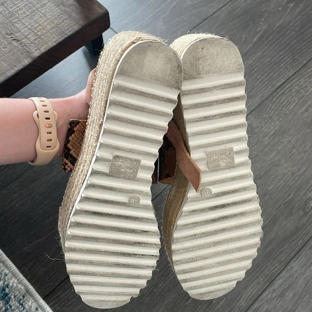 Crown Vintage Wedges - Size 9 - Snake Ankle Strap Platform Espadrille Sandal - Picture 11 of 13